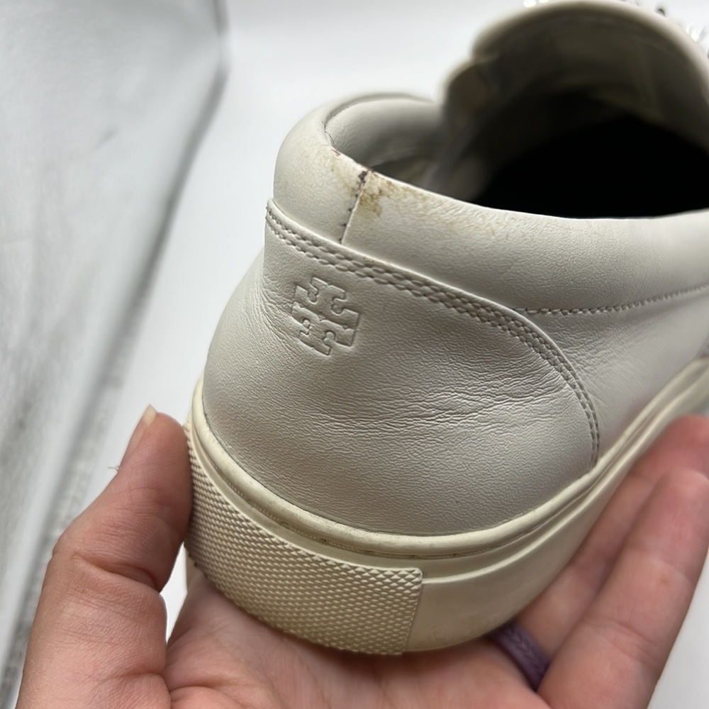 Tory Burch Carter Slip On Sneakers Loafers Shoes Sequins White Black Womens 10 - Picture 13 of 16